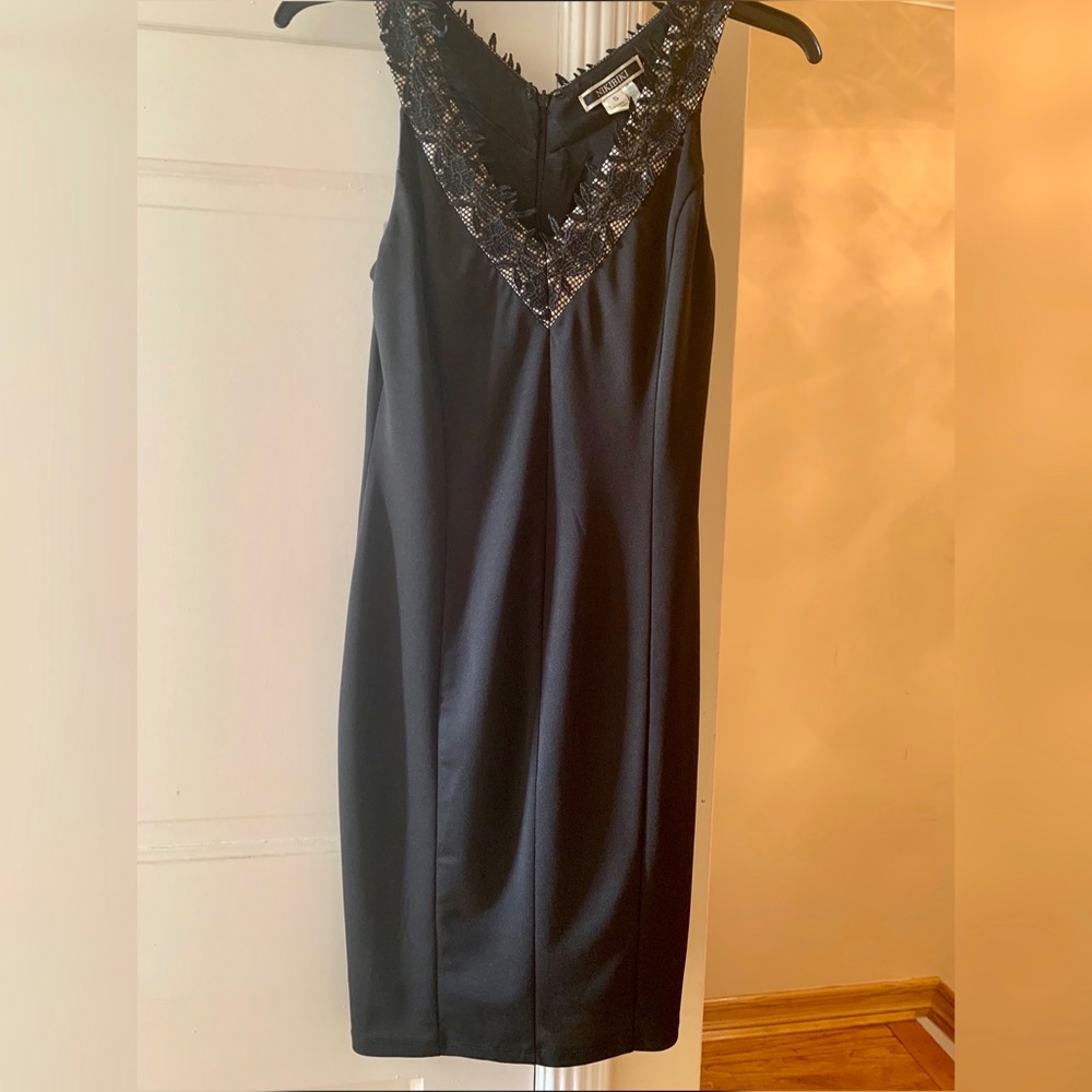 Lace Embroidered Black Dress